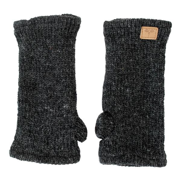 Anthrazit Pulswärmer Stulpen handgestrickt 100% Schafswolle mit Daumen aus Nepal